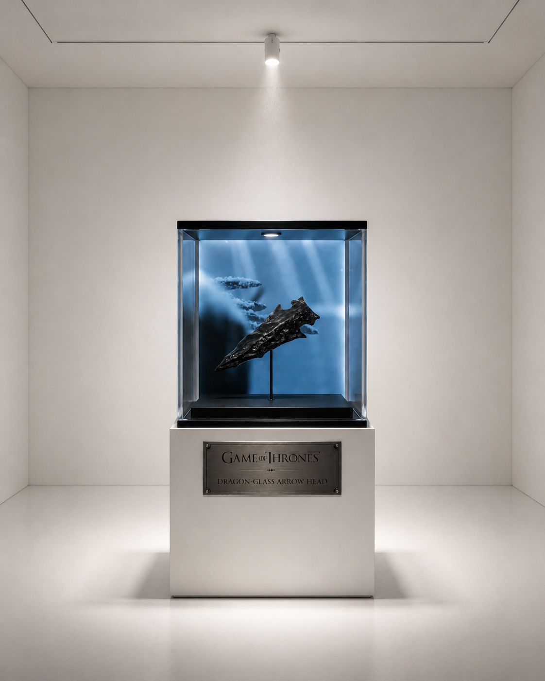 Game of Thrones Screen-Used Dragonglass Arrowhead Installation Display