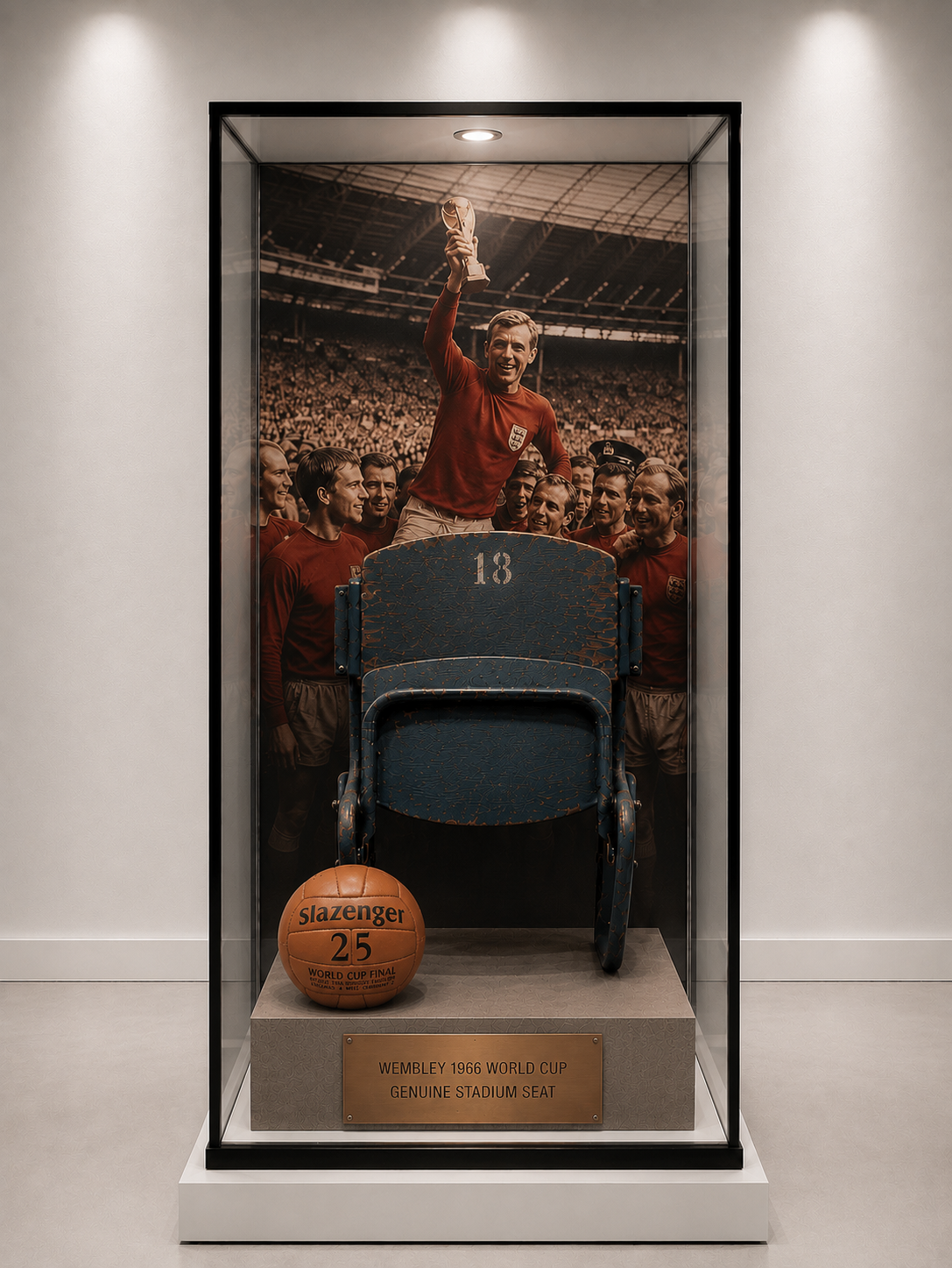 Genuine Seat from Wembley Stadium during the 1966 World Cup with Slazenger World Cup Replica Ball