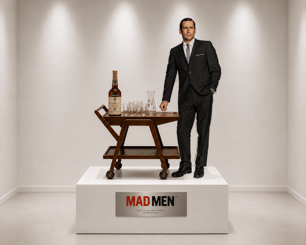 Don Draper Mad Men Screen-Used Glassware Bar Cart Installation Display